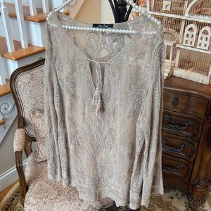 🤎🤍Anne French🤍🤎Lace Blouse Size Large
